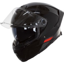 Mt Kask Thunder 4sv Solid A11 Parlak Siyah - Şeffaf Vizörlü - Iç Güneş Vizörlü