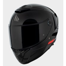 Mt Kask Thunder 4sv Solid A11 Parlak Siyah - Şeffaf Vizörlü - Iç Güneş Vizörlü