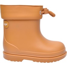 Igor W10257 Bimbi Euri Karamel Çocuk Yağmur Botu Polar Astar Bağcıksız Suni Deri Kışlık Kullanım İçin