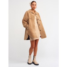 Dilvin 6870 Peluş Tunik-Koyu Bej