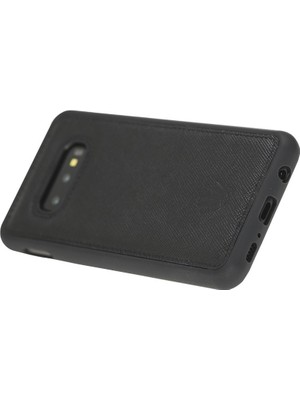 Watchofroyal Samsung S10E Saffıano Black Leather Kılıf