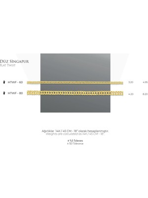 Mistik Silver Düz Singapur Zincir 14 Ayar Gerçek Altın Zincir Kolye - Kalınlık: 3.20 mm (585 Damgalı)