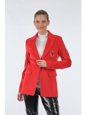 Ekol Armalı Uzun Kollu Kırmızı Kadın Ceket 22205043