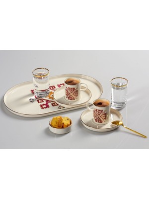 Porland Arabesque Desen Kahve Fincan Takımı 2 Kişilik 8 Parça