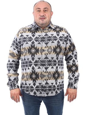 Starbattal Büyük Beden Oduncu Gömlek Erkek Spor Uzun Kol Regular Fit Siyah Ekose Desenli