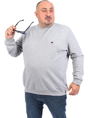 Starbattal Büyük Beden Sweat Double Face Basic 22719-GRI Melanj