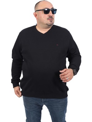 Starbattal Büyük Beden V Yaka Double Face Basic 22720-SIYAH