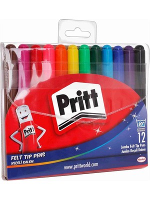 Pritt Jumbo Keçeli Kalem 12 Renk Prit 12 Li Keçeli Kalem Jumbo 1 Paket
