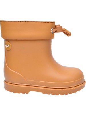 Igor W10257 Bimbi Euri Karamel Çocuk Yağmur Botu Polar Astar Bağcıksız Suni Deri Kışlık Kullanım İçin