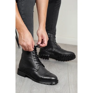 D402 Hakiki Deri Soğuk Geçirmez Kışlık Erkek Bot Kauçuk Taban