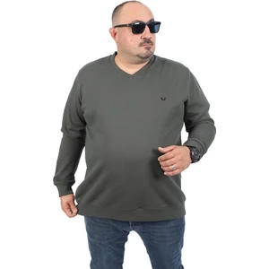 Büyük Beden V Yaka Double Face Basic 22720-HAKI