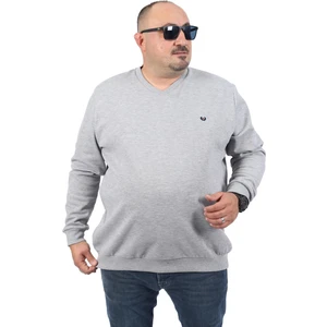 Büyük Beden V Yaka Double Face Basic 22720-GRI Melanj
