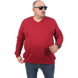 Büyük Beden V Yaka Double Face Basic 22720-BORDO