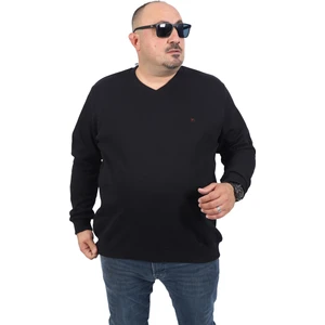 Büyük Beden V Yaka Double Face Basic 22720-SIYAH