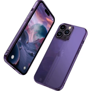 M.TK Moveteck Iphone 14 Pro Uyumlu Kılıf Darbe Emici Kenarları Renkli Sert Plastik Parlak Şeffaf Kapak