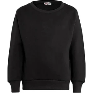 The Wert Unisex Siyah Basic Içi Polarlı Örme Kalın Sweatshirt