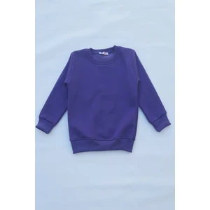 The Wert Unisex Mor Basic Içi Polarlı Örme Kalın Sweatshirt