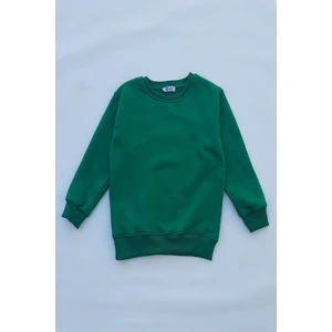 The Wert Unisex Yeşil Basic Içi Polarlı Örme Kalın Sweatshirt