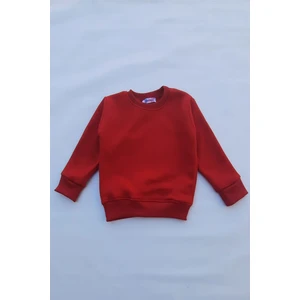 The Wert Unisex Kırmızı Basic Içi Polarlı Örme Kalın Sweatshirt