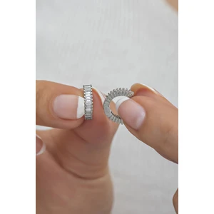 925 Ayar Gümüş 10 mm Baget Taşlı Tamtur Küpe