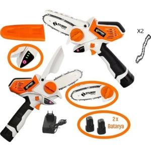 Powerfull Saw Vr-X Brushless Li-On Akülü Dal Kesme Testere Bıçkı Makinası Çift Akülü Çift Zinicir ve Çift Pala ile