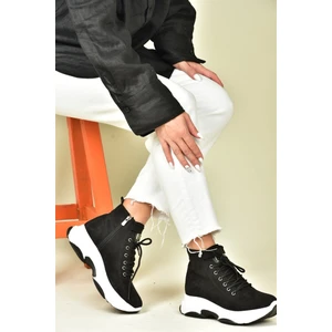 Fox Shoes Siyah Süet Dolgu Taban Sneaker Kadın Spor N239002302