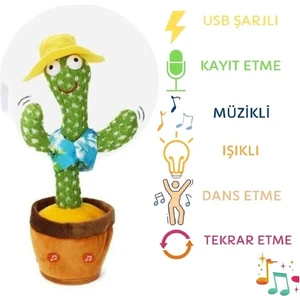 La Plume Konuşan Dans Eden Kaktüs Işıklı Saksı Peluş Oyuncak Cactus Toy