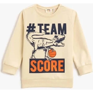 Koton Dinozor Baskılı Sweatshirt Bisiklet Yaka