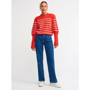 70727 Pileli Wideleg Pantolon-Mavi