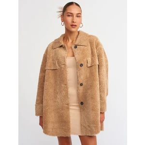 6870 Peluş Tunik-Koyu Bej