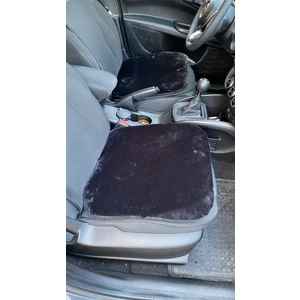 Oto Aksesuarcım Yumuşak Tüylü Peluş Serme Oto Koltuk Koruyucu Minder Ön 2'li Siyah