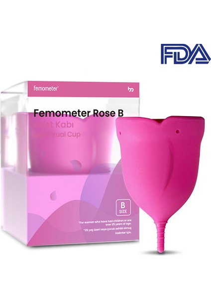 femometer® Adet Kabı - Medikal Sınıf Silikon Menstrual Cup / Regl Kabı (B Size)
