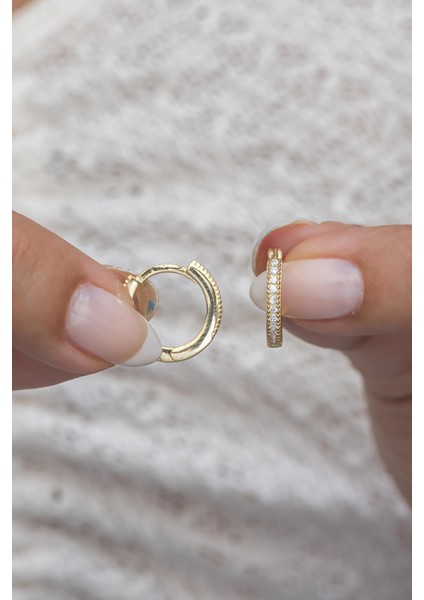925 Ayar Gümüş Gold 15 mm Tamtur Halka Küpe