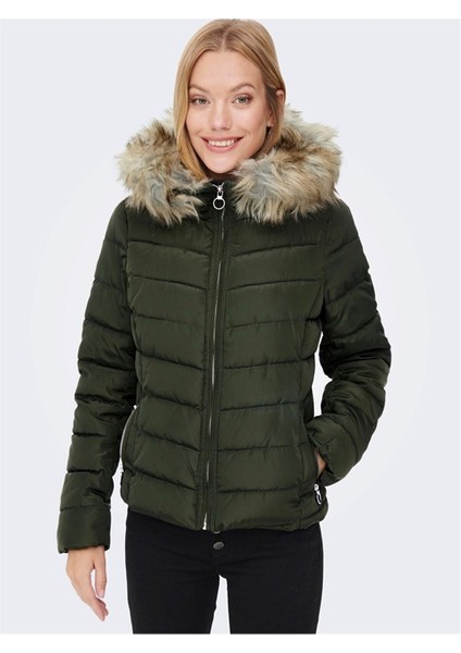 Kadın Haki New Ellan Quilted Kapüşonlu kadın MONT 15158943