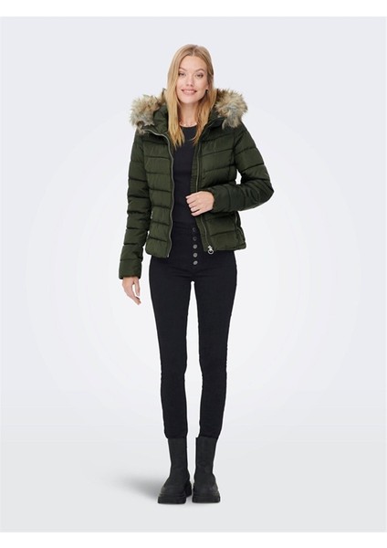 Kadın Haki New Ellan Quilted Kapüşonlu kadın MONT 15158943