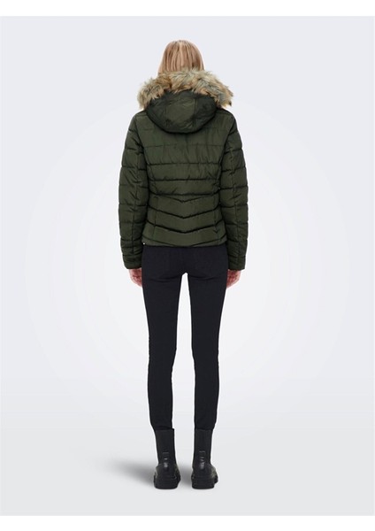 Kadın Haki New Ellan Quilted Kapüşonlu kadın MONT 15158943
