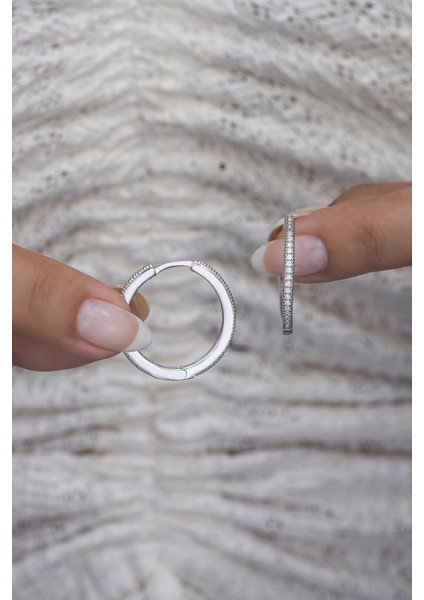 925 Ayar Gümüş Rodyumlu 25 mm Tamtur Halka Küpe