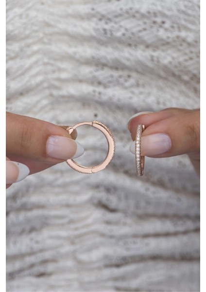 925 Ayar Gümüş Rose 20 mm Tamtur Halka Küpe