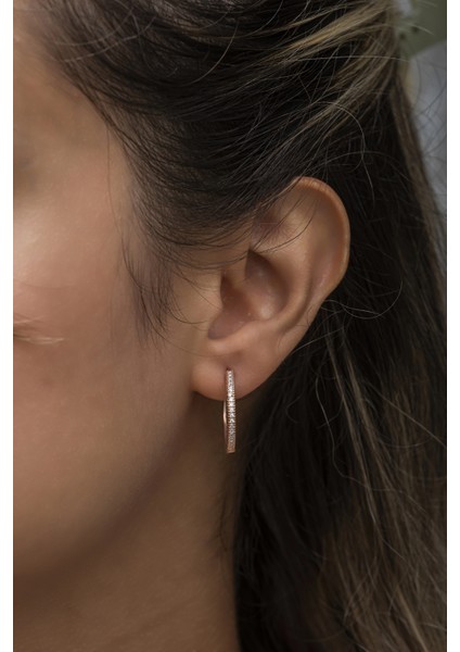 925 Ayar Gümüş Rose 20 mm Tamtur Halka Küpe modelleri
