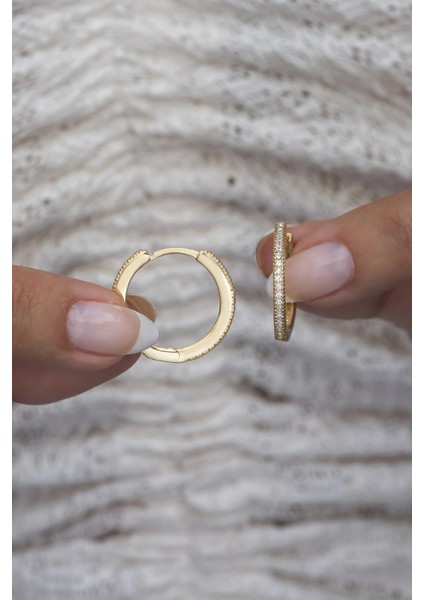925 Ayar Gümüş Gold 20 mm Tamtur Halka Küpe