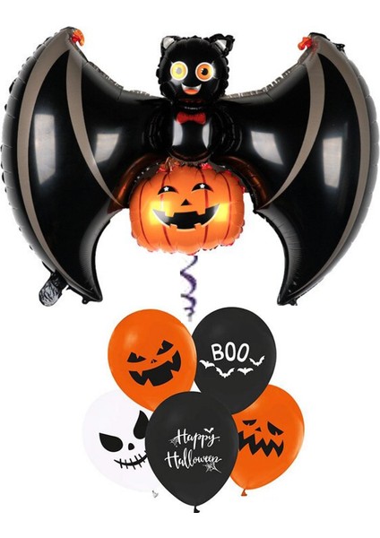 Cadılar Bayramı Yarasa Şekilli Folyo Balon Set