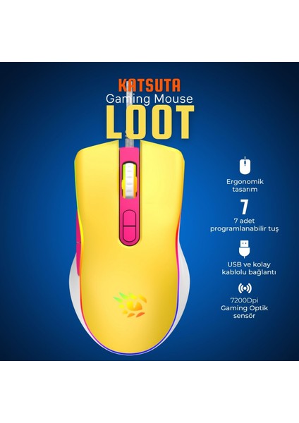 T4-1665 Loot Rgb 7200DPI Makrolu Gaming Oyuncu Mouse