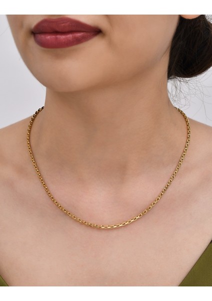 Uzun Küp Zincir 14 Ayar Gerçek Altın Zincir Kolye - Kalınlık: 2.35 mm (585 Damgalı)