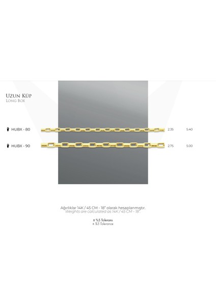 Uzun Küp Zincir 14 Ayar Gerçek Altın Zincir Kolye - Kalınlık: 2.35 mm (585 Damgalı)