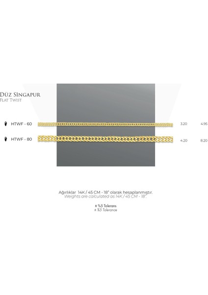 Mistik Silver Düz Singapur Zincir 14 Ayar Gerçek Altın Zincir Kolye - Kalınlık: 3.20 mm (585 Damgalı)