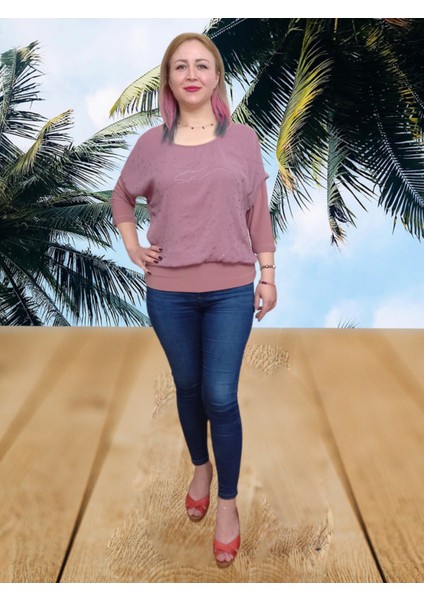 Taş işlemeli Pembe Bluz modelleri