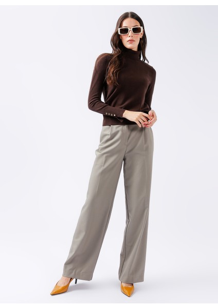 Balıkçı Yaka Basic Düz Kahve Kazak Kadın REZZA fiyatları