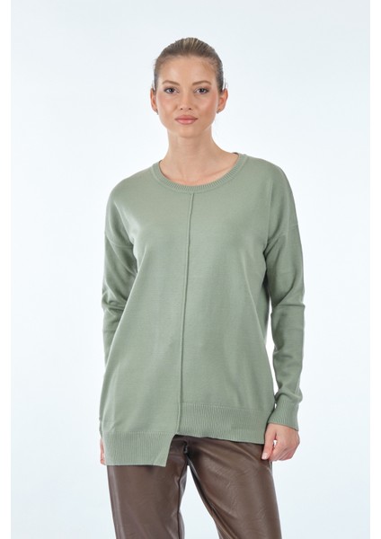 Oversize Minimalist Asimetrik Kadın Kazak - Uzun Kol