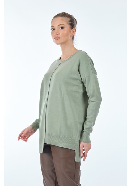 Oversize Minimalist Asimetrik Kadın Kazak - Uzun Kol modelleri