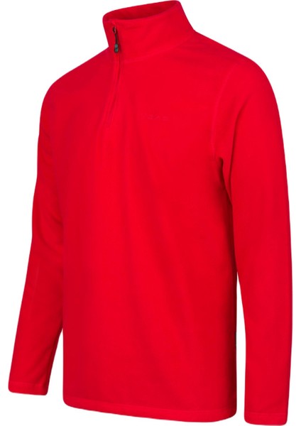 Purna Yarım Fermuarlı Erkek Polar Sweatshirt Kırmızı